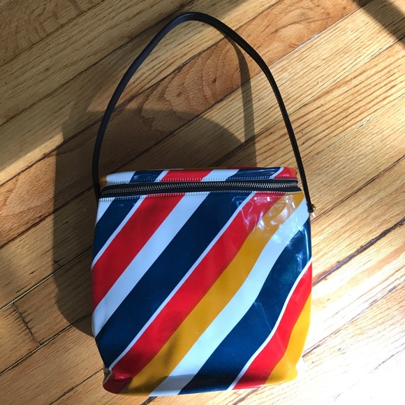 Colorful vintage vinyl zip bag w shoulder strap - Picture 11 of 13